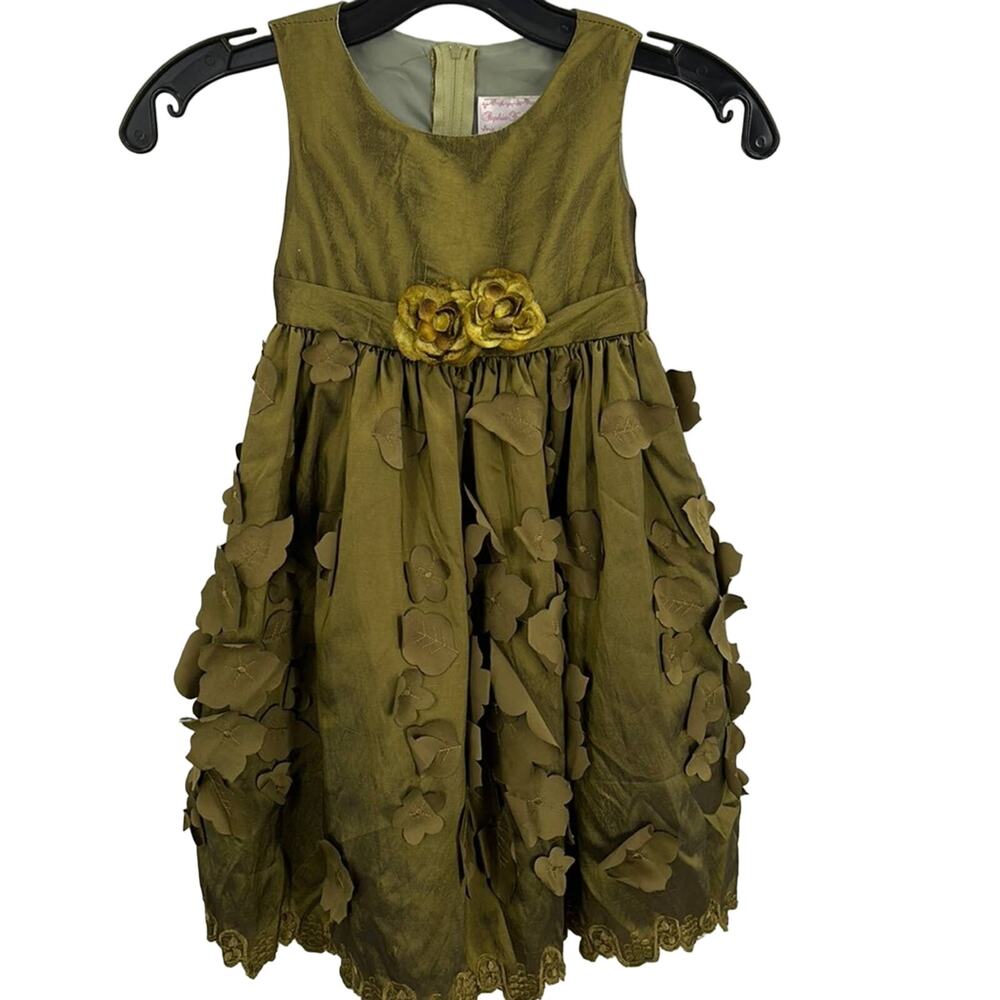 Sophia Young Couture Design Limited Girls  Green Formal Dress Size:3-4